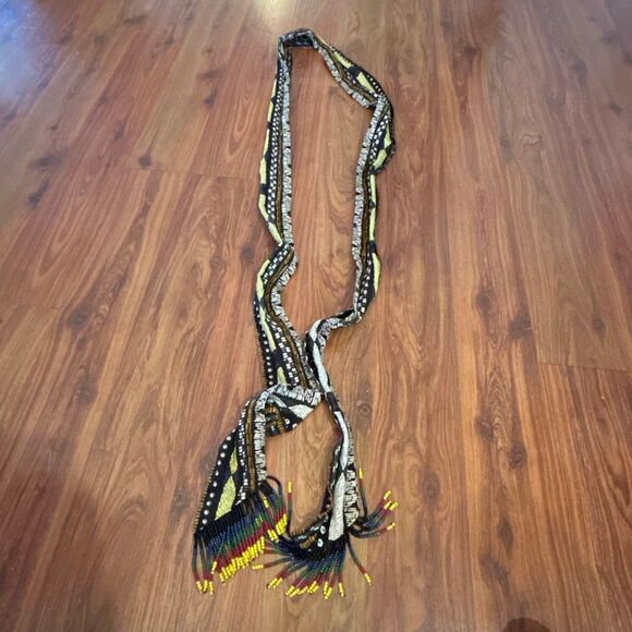 Cotton fringe beaded belt ethnic BoHo - Picture 4 of 4